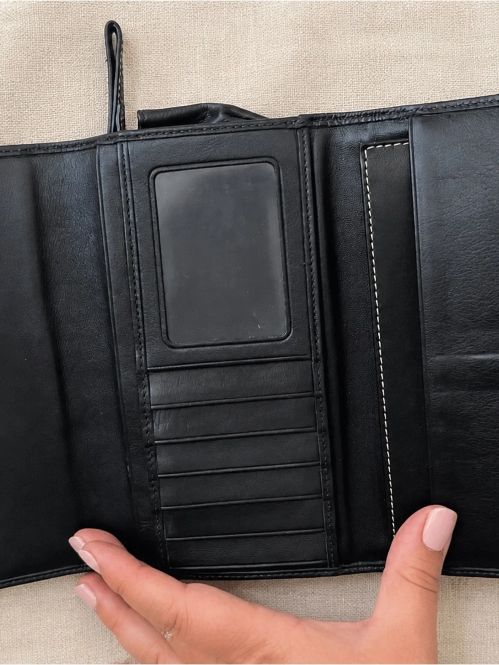 Vintage Coach Hampton Black Leather Trifold Wallet Clutch
